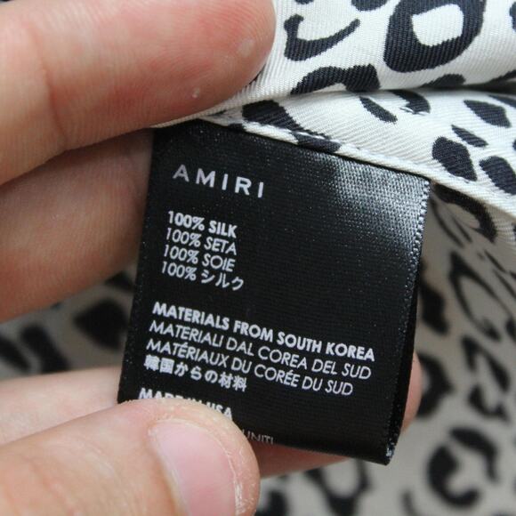 Amiri Shirt Mens XL Split Palm Leopard Silk Camp Button Up Tropical Edgy Luxury - Picture 9 of 14